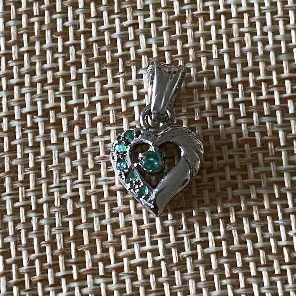925‎ sterling silver blue stone heart necklace pendant